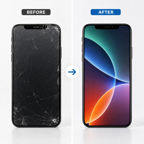 iPad repair before and after at A&S Digital Wireless